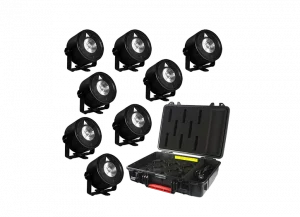 Kit 8x Astera AX3 Par Led RGB 15W avec valise en location