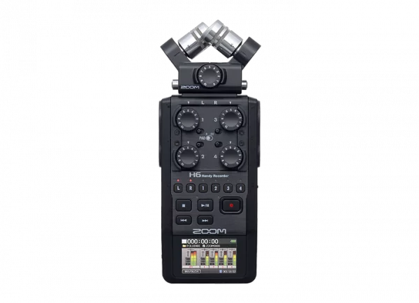 ZOOM H6 vue de profil : interfaces XLR/TRS, boutons de commande