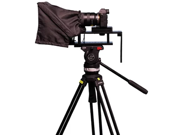 Prompteur caméra Datavideo TP300 sur trépied video avec Sony A7 en location