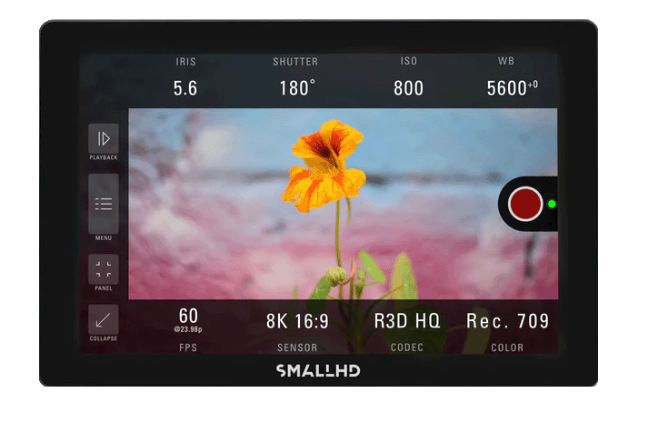 Moniteur SMALLHD affichant un vecteurscope en direct, outil d'étalonnage des couleurs pour les professionnels de la vidéo