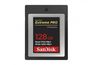 Carte mémoire SanDisk Extreme PRO CFexpress Type B de 128 Go avec des vitesses de lecture de 1700 MB/s et d'écriture de 1200 MB/s