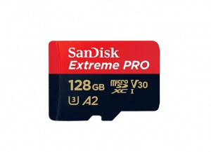 Carte Memoire Micro SD Sandisk Extreme pro 128 GO V30 Rouge et noire en location