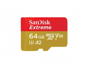 Carte Memoire Micro SD Sandisk Extreme 64 Go V30 Rouge et Beige en location