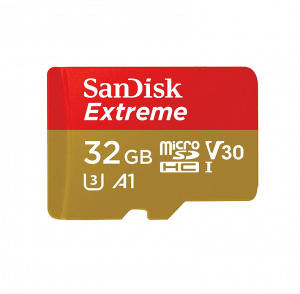 Carte Memoire Micro SD Sandisk Extreme 32 Go V30 Rouge et Beige en location